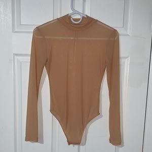 Long sleeve see-through mesh bodysuit. Size S